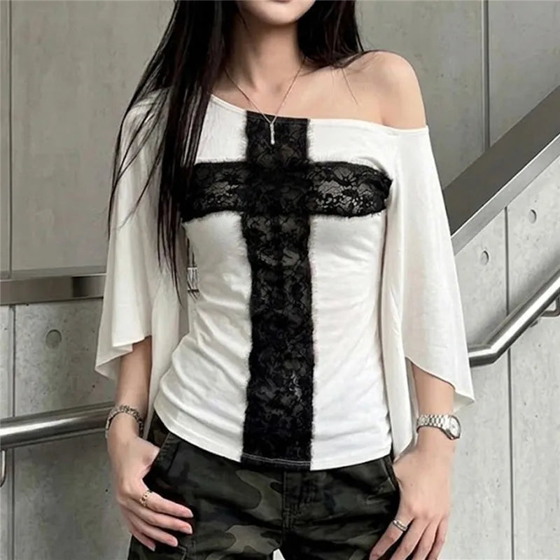 Crossed in Lace Top