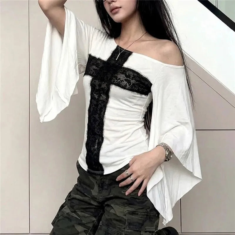 Crossed in Lace Top