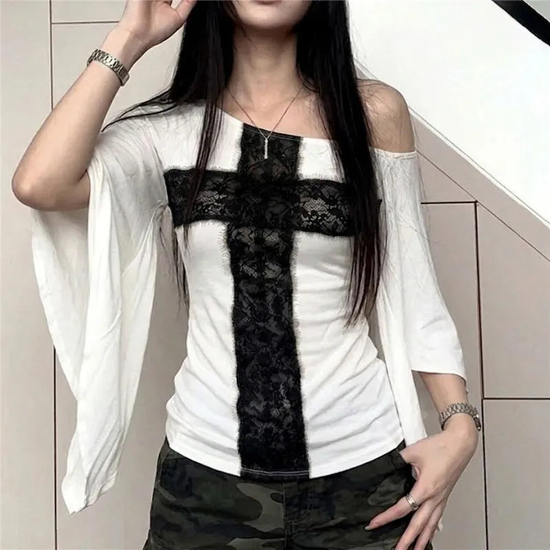 Crossed in Lace Top