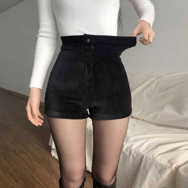 Black Faux Leather High-Waist Shorts