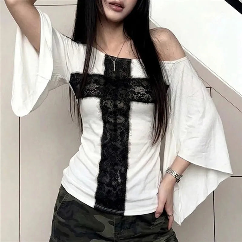 Crossed in Lace Top