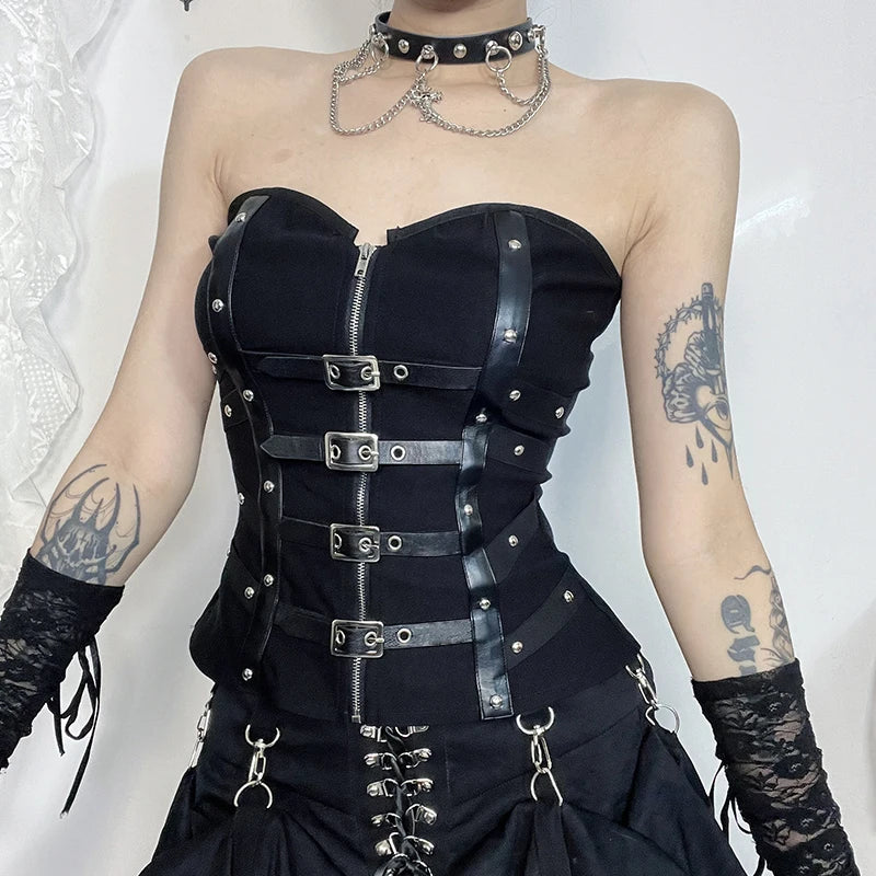 Crimson Cross Lace Corset Crop Top