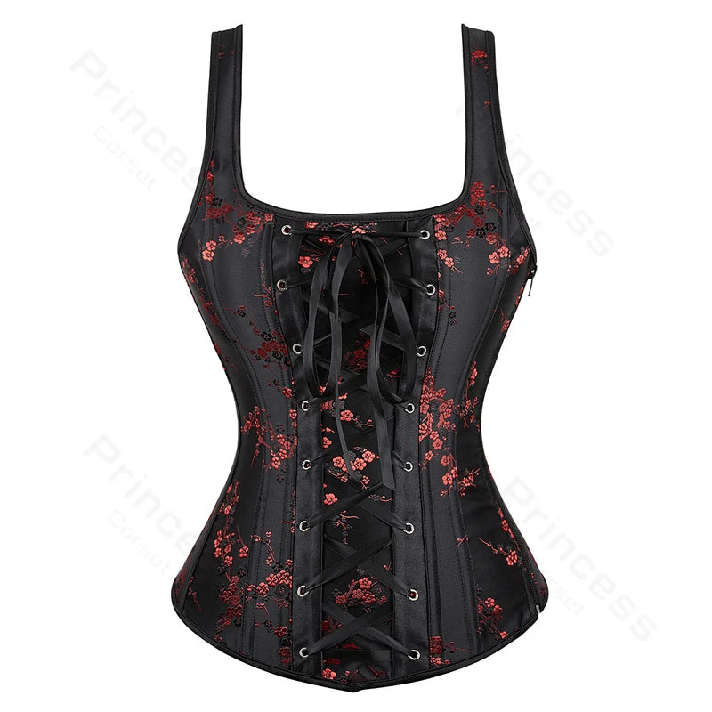 Black Floral Strap Corset