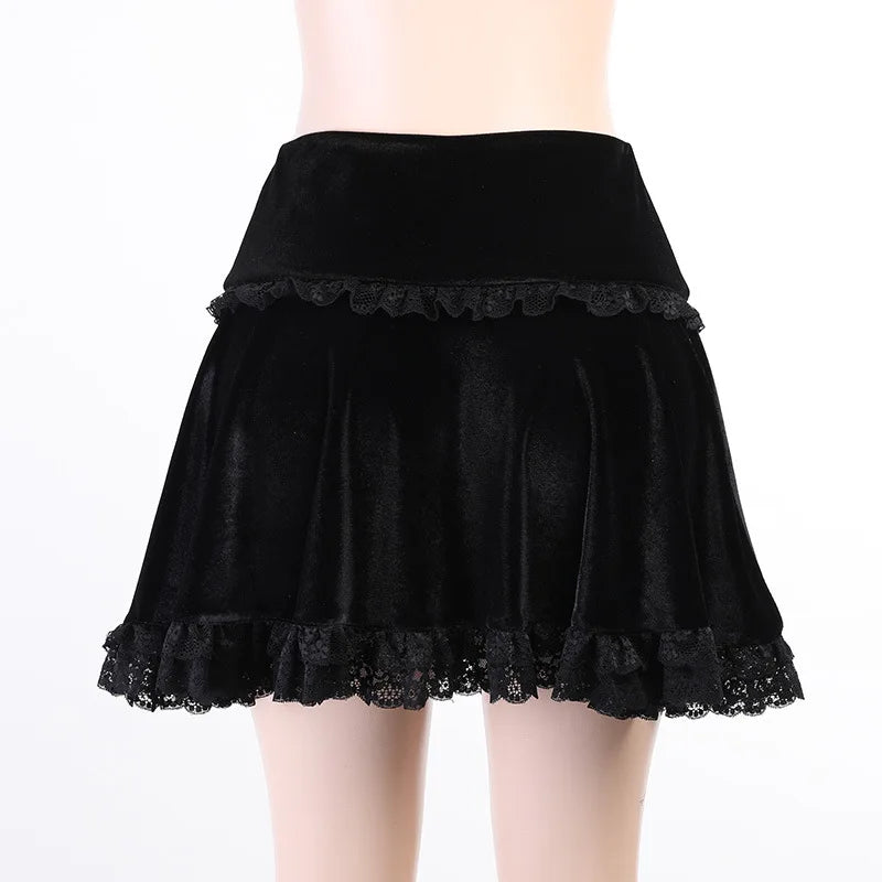 Pleated Velvet Gothic Mini Skirt — Goth Mall Edition