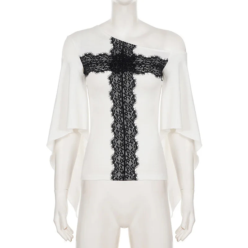 Crossed in Lace Top