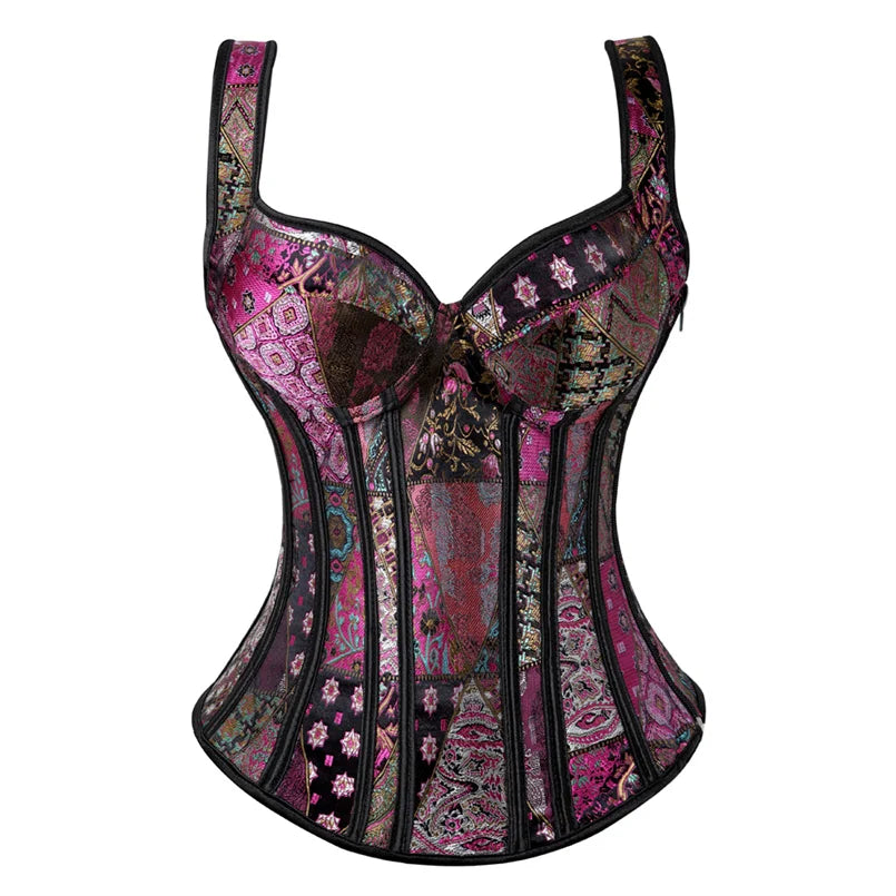 Black Floral Strap Corset