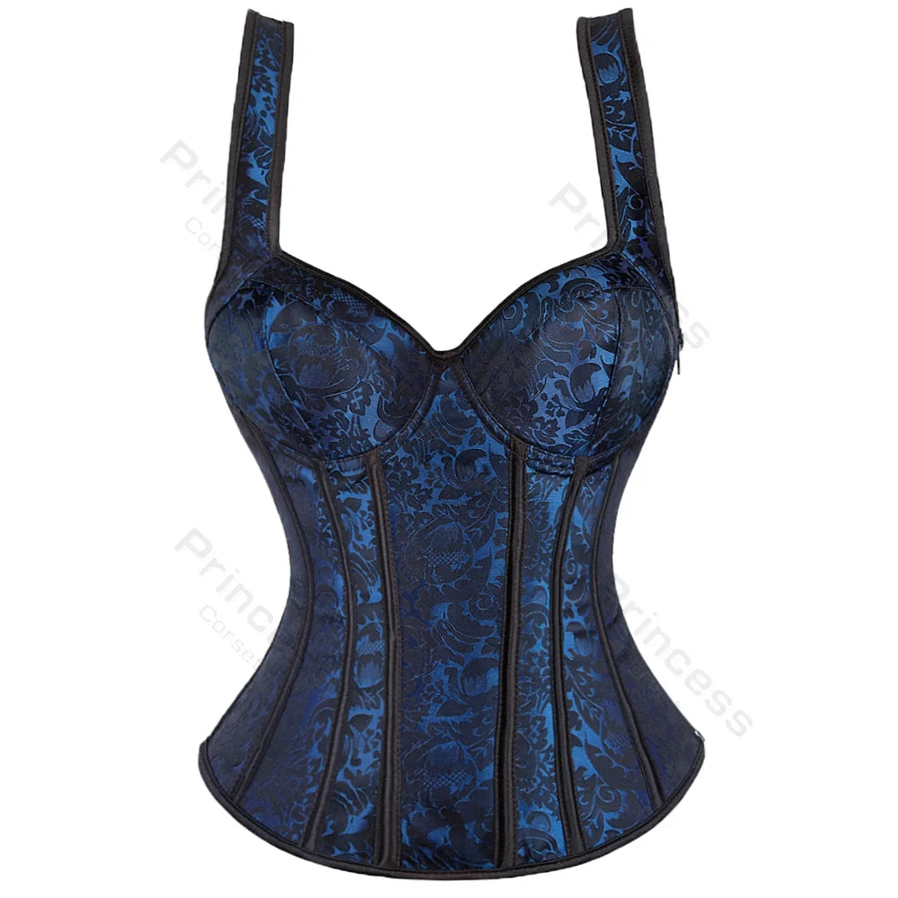 Black Floral Strap Corset
