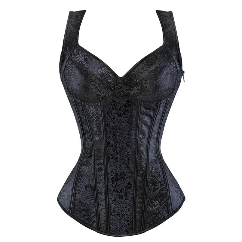 Black Floral Strap Corset