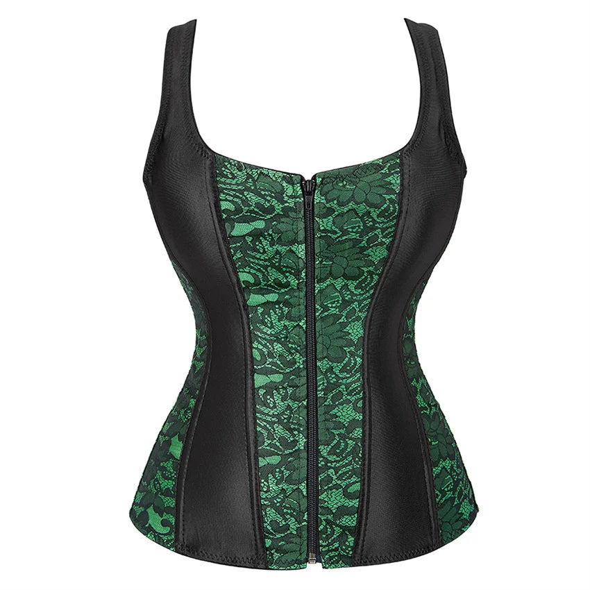 Black Floral Strap Corset
