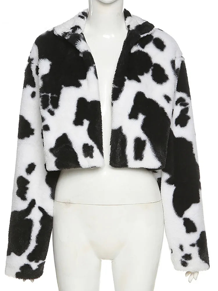 Midnight Faux-Fur Cropped Jacket