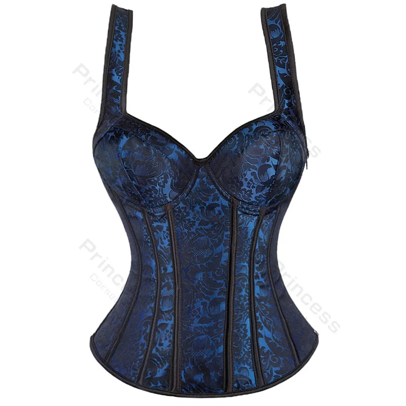 Black Floral Strap Corset