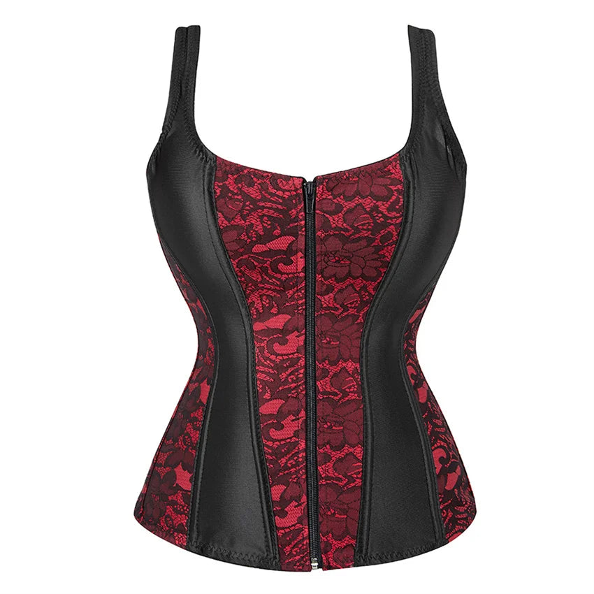 Black Floral Strap Corset
