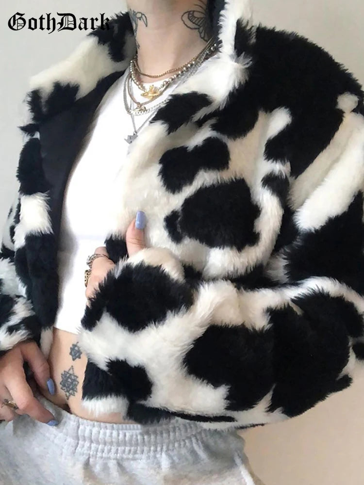 Midnight Faux-Fur Cropped Jacket