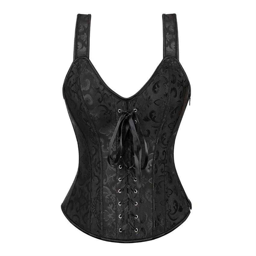 Black Floral Strap Corset