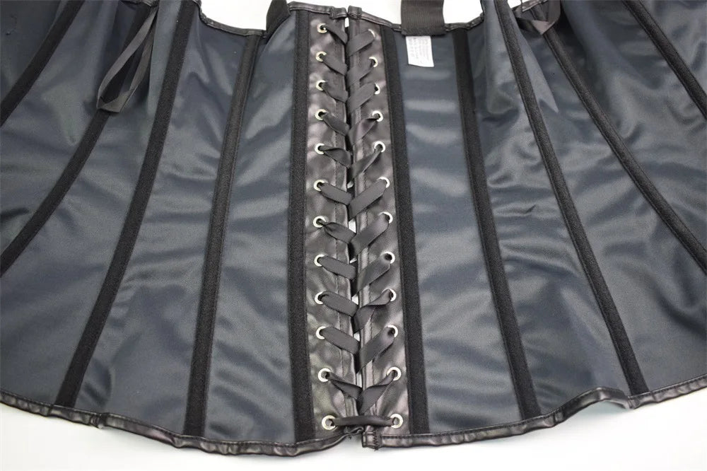 Black Buckled Faux Leather Corset Top