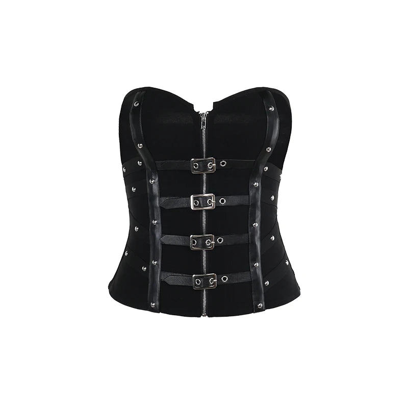 Crimson Cross Lace Corset Crop Top