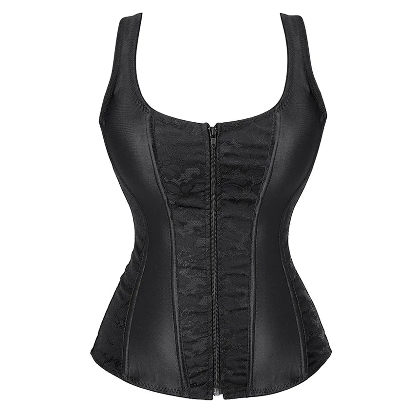 Black Floral Strap Corset