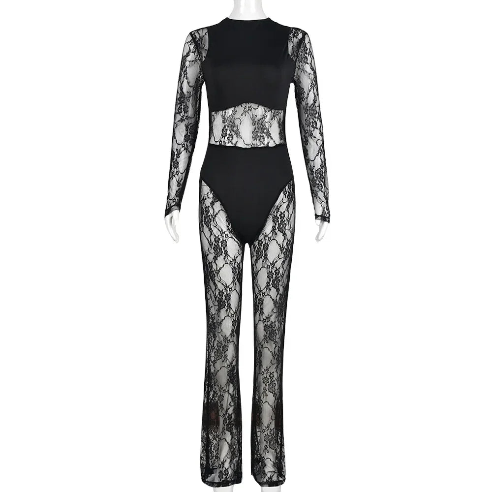 Noir Embroidered Mesh Bodysuit