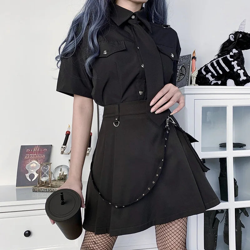 Black Gothic Pocket Mini Skirt