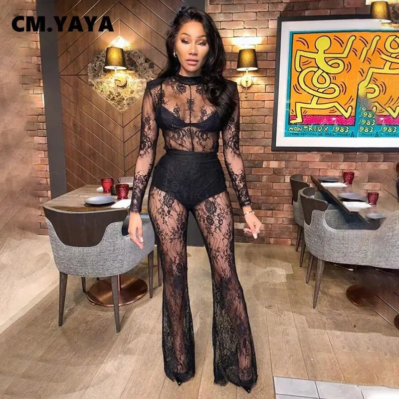 Noir Embroidered Mesh Bodysuit