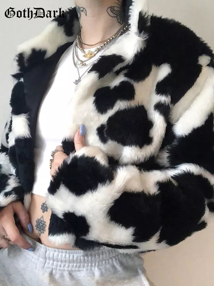 Midnight Faux-Fur Cropped Jacket