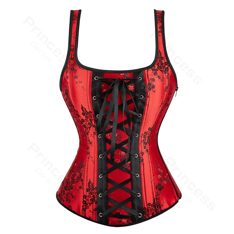 Black Floral Strap Corset