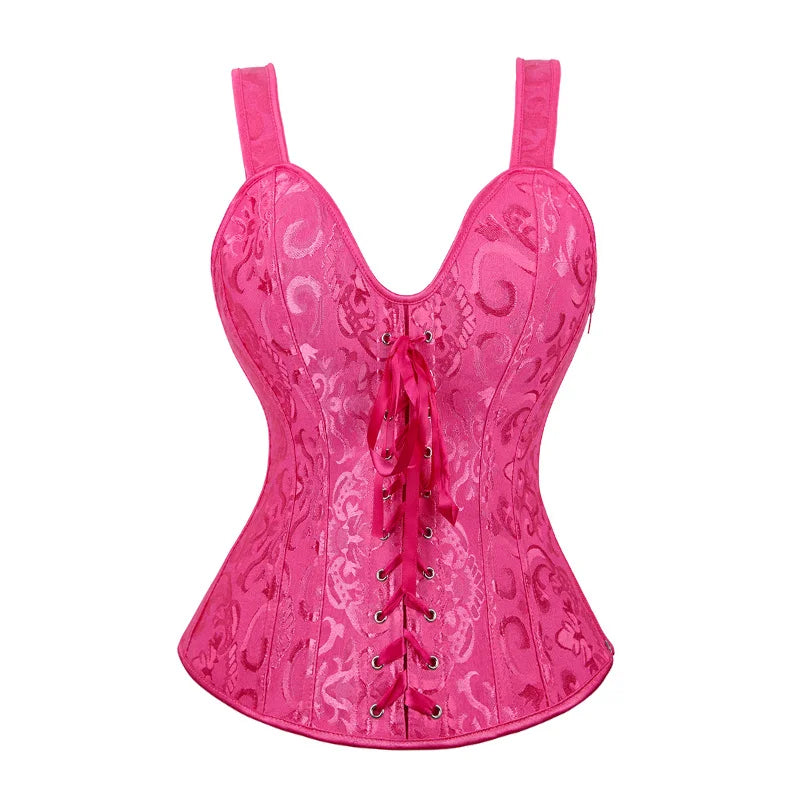 Black Floral Strap Corset