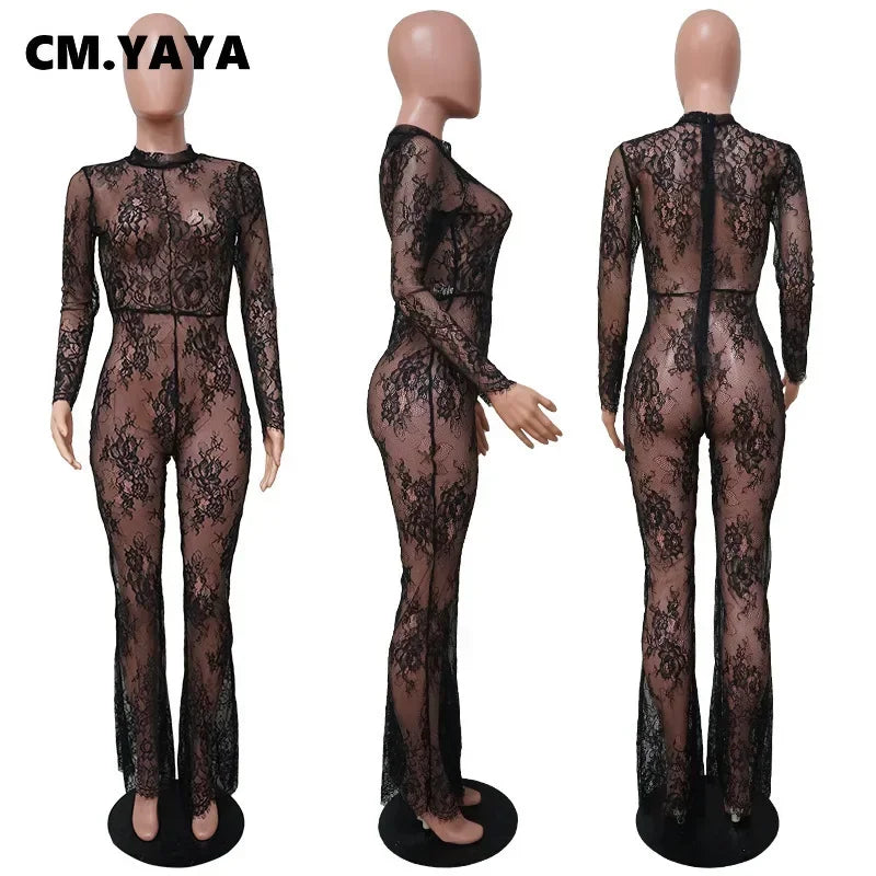 Noir Embroidered Mesh Bodysuit