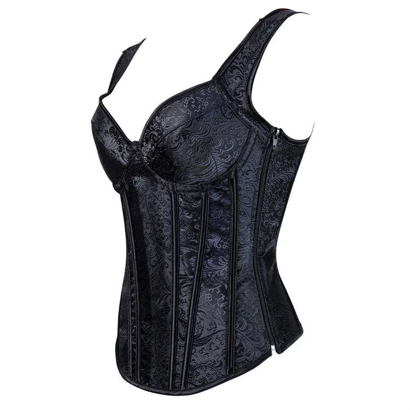 Black Floral Strap Corset