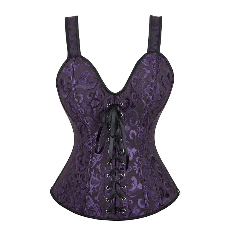 Black Floral Strap Corset