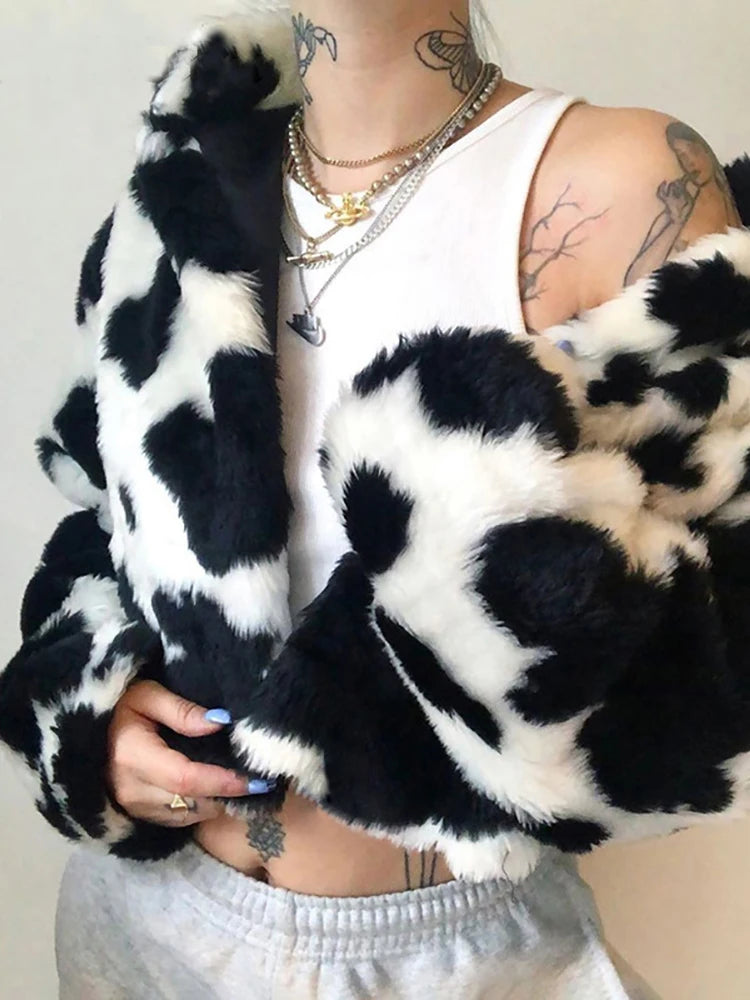 Midnight Faux-Fur Cropped Jacket
