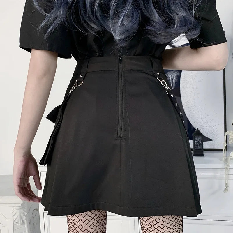 Black Gothic Pocket Mini Skirt