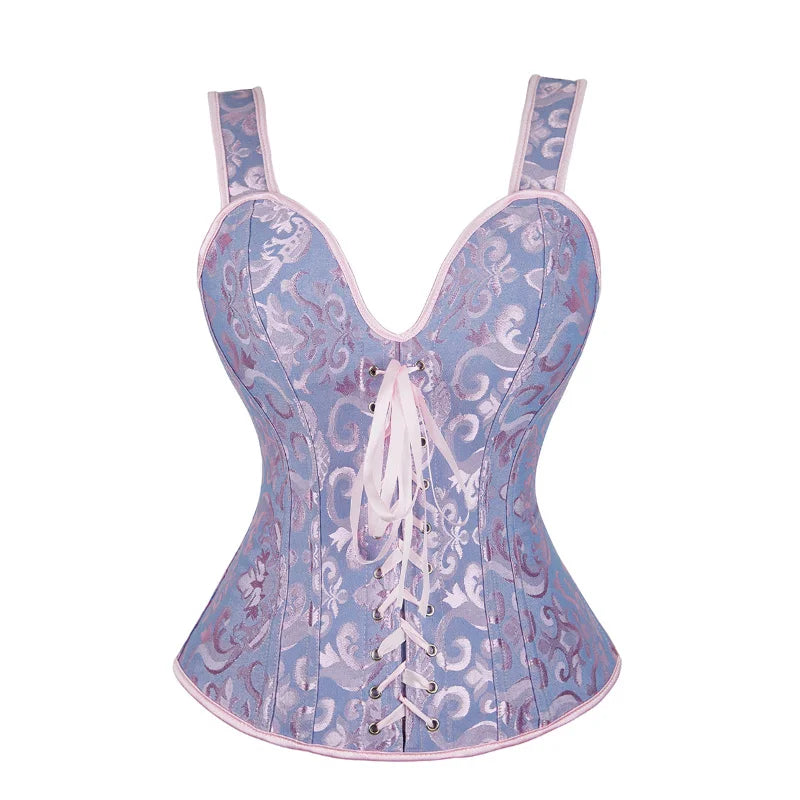 Black Floral Strap Corset