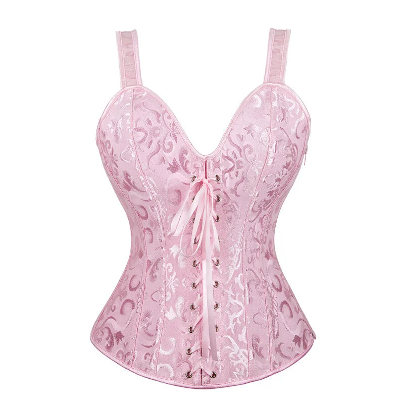Black Floral Strap Corset
