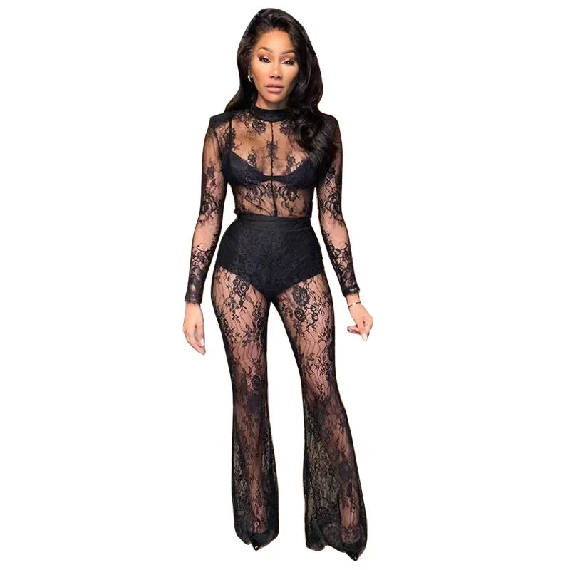 Noir Embroidered Mesh Bodysuit