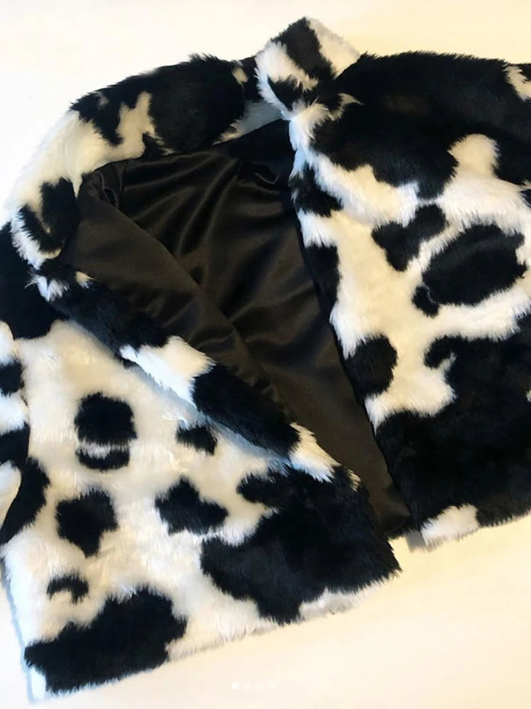 Midnight Faux-Fur Cropped Jacket